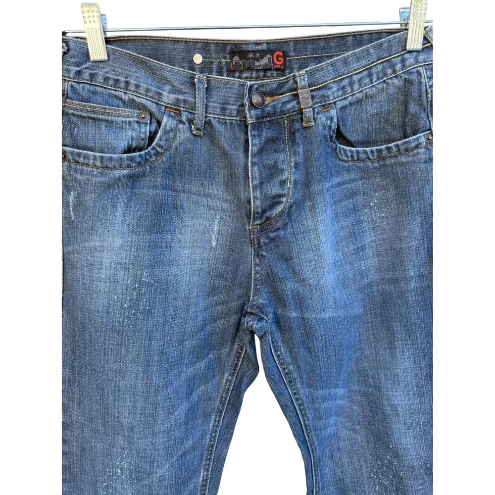 G By Guess Men's Blue Denim Jeans‎ Button Fly Stylish Back Pocket Design - Picture 2 of 9